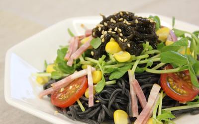 いか墨もずく麺の冷やし中華